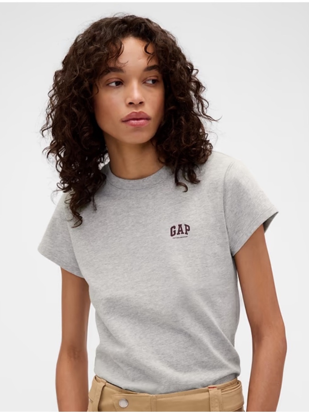 Victoria Beckham x GAP Gray Crewneck Logo T-Shirt
